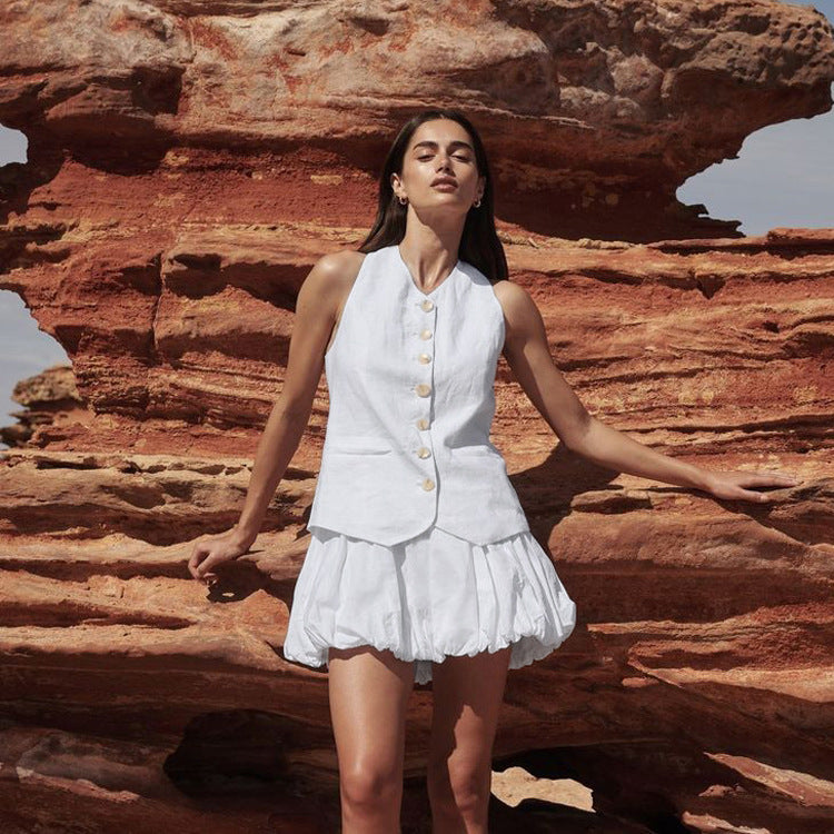 Ensemble Naë Débardeur Coton Et Jupe Évasée Fleuron