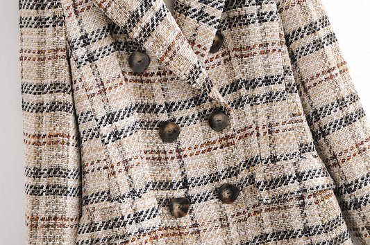 Blazer Patchwork Piedex à Col Montant