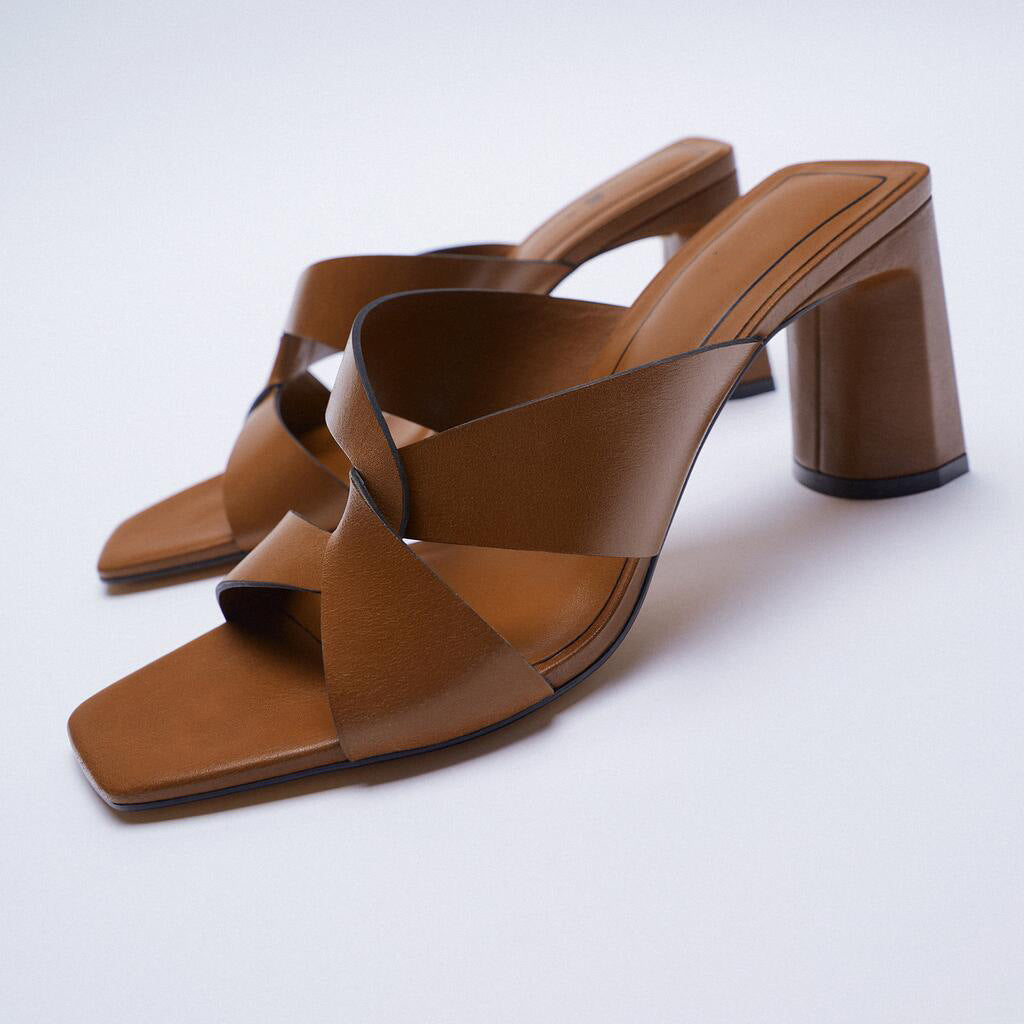 Sandales Irina Cuir Véritable & Talon Carré