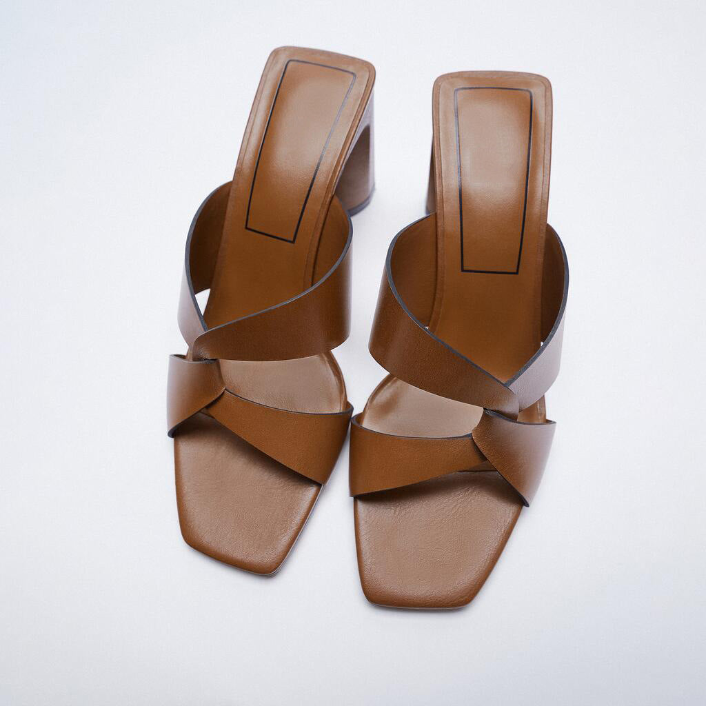 Sandales Irina Cuir Véritable & Talon Carré