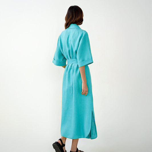 Robe Calista Col Tailleur & Fente Élégante