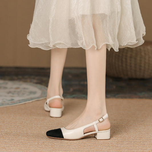 Escarpins Camille Talon Bloc En Bout Contrasté