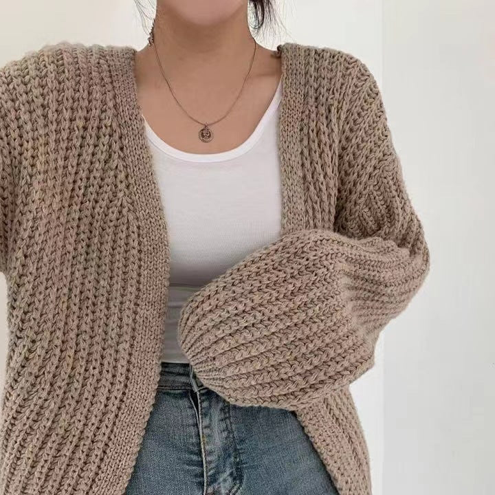 Cardigan en Maille Manches Ballon