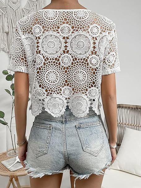 Blouse Victoire en Dentelle Ajourée