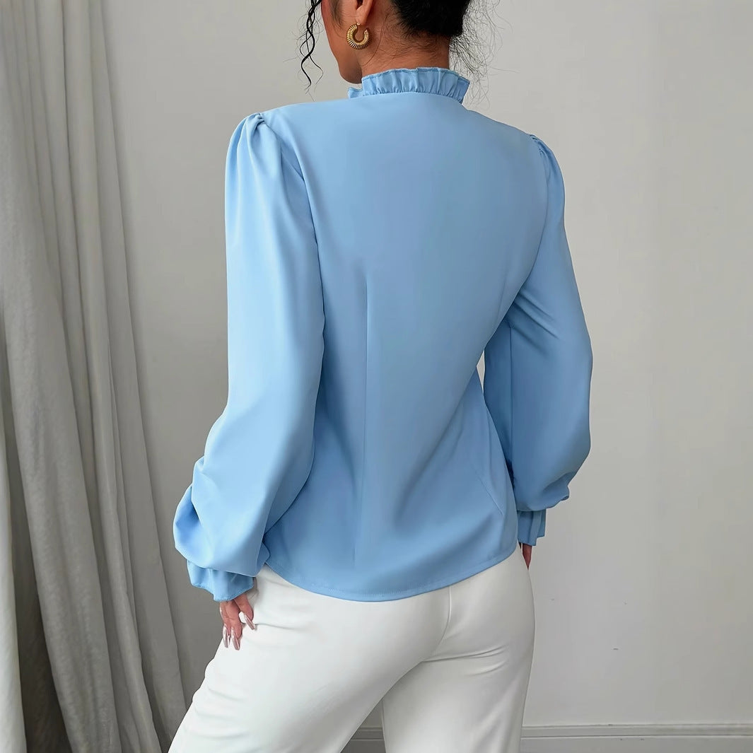 Blouse À Col Asymétrique et Volants