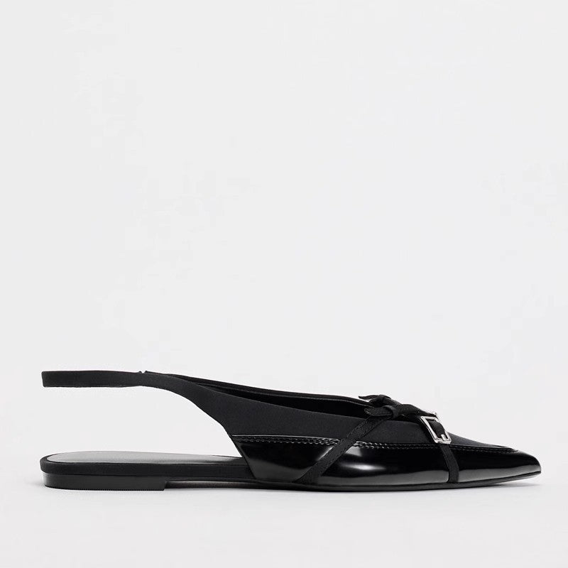 Mules Calie Vernis Noir Élégance Croisée