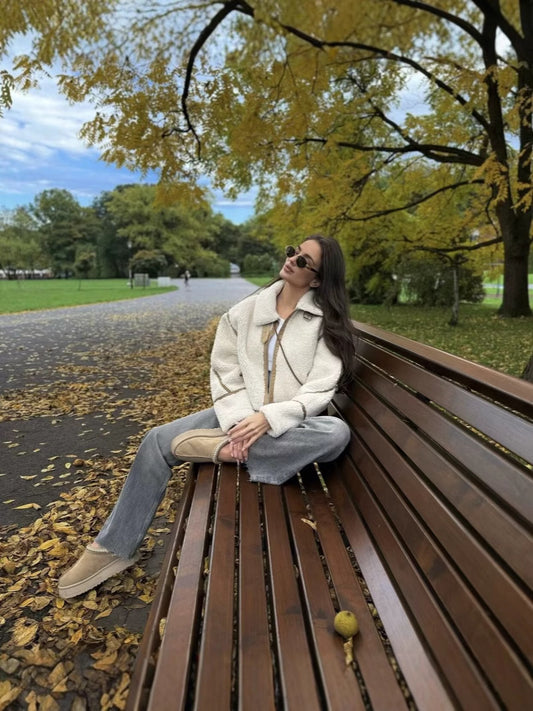 Veste Patchwork Imitation Fourrure de Mouton