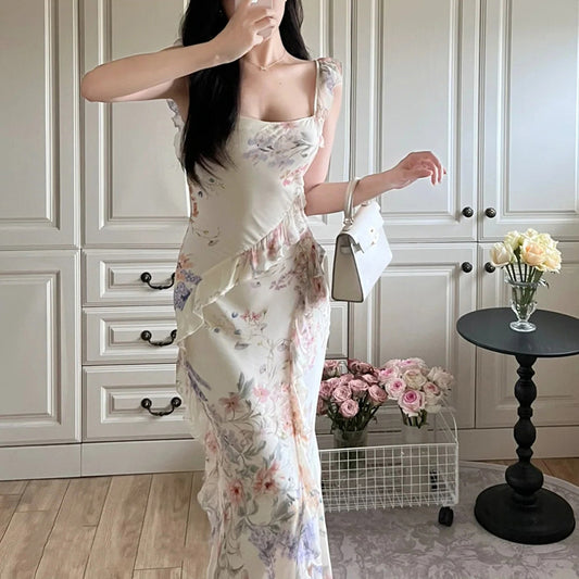 Robe Maëlys Imprimé Fleuri & Dos Nu Volanté