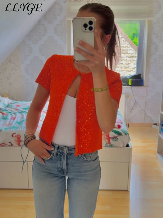 Gilet tricot paillettes