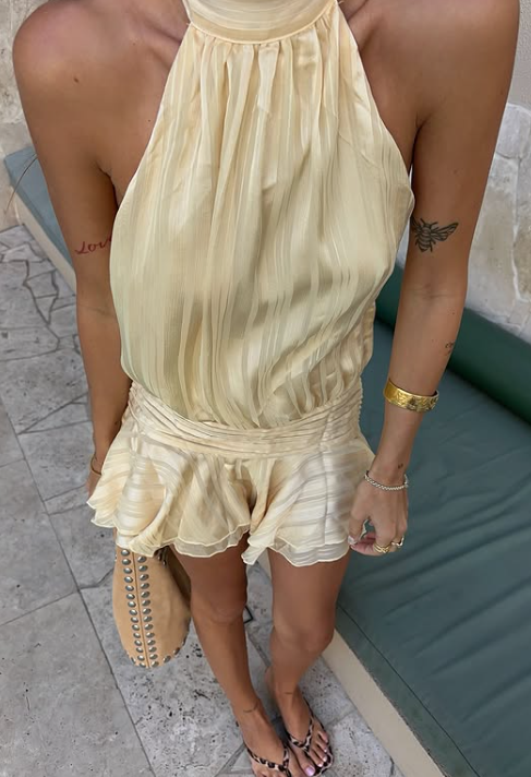 Robe Lina Décolleté Noué & Satin Fluide