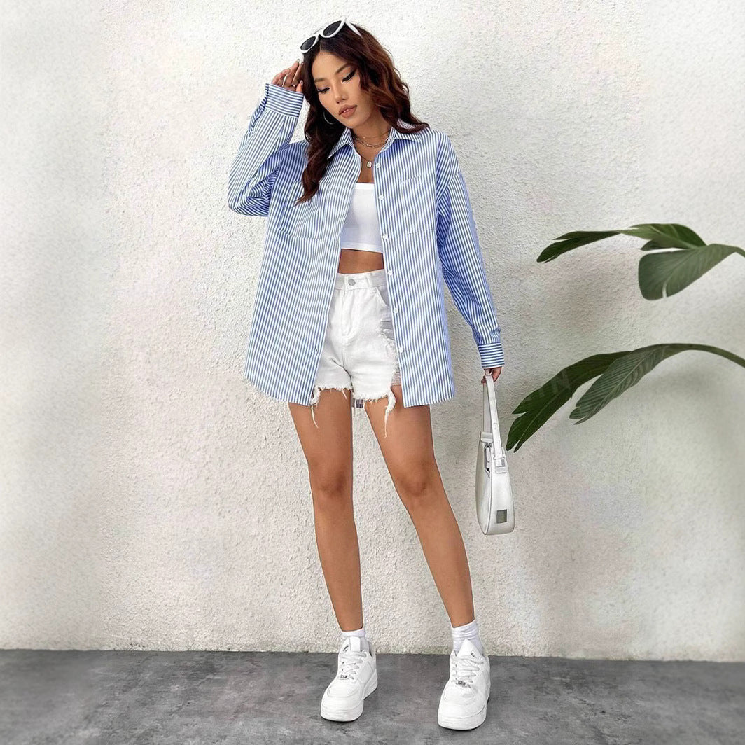 Chemise Elowen Rayures Décontractées et Élégance Naturelle