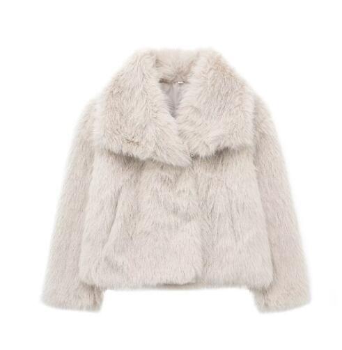 Veste Céline d'Hiver en Peluche Mode à Col Revers