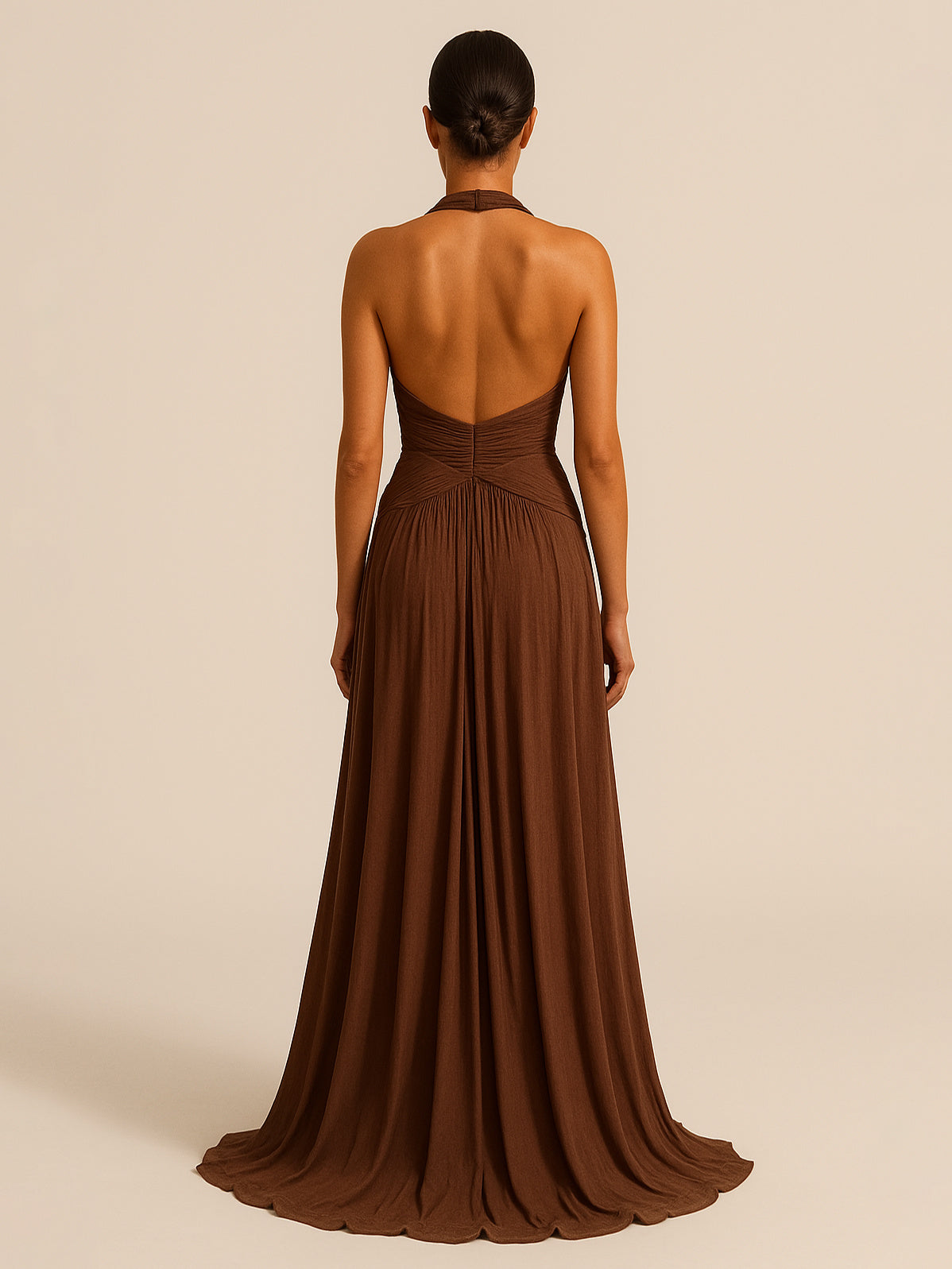 Robe Maxi Marron Dos Nu