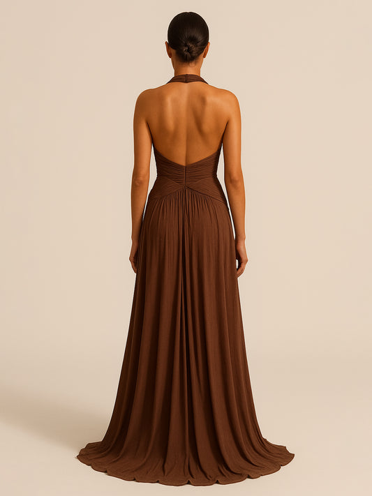 Robe Maxi Marron Dos Nu