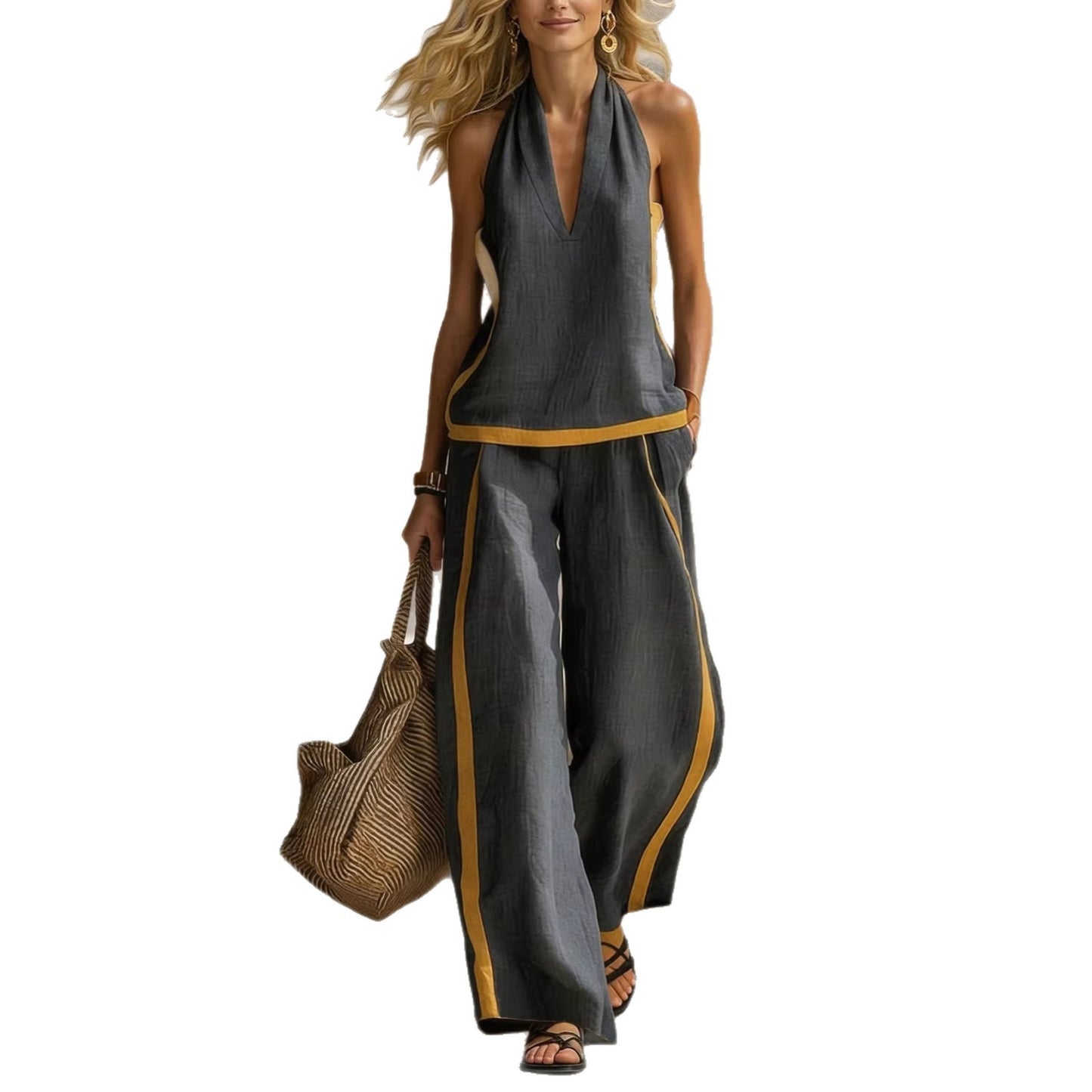 Ensemble Riviera — Top Halter & Pantalon Wide-Leg | Piedex