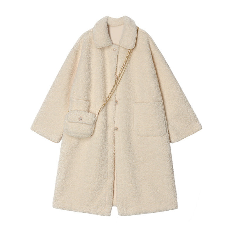 Manteau Teddy Oversize Piedex™ Teinte Crème Élégante