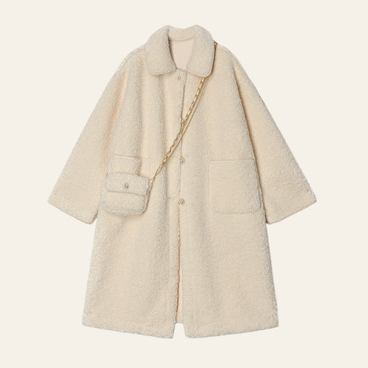 Manteau Teddy Oversize Piedex™ Teinte Crème Élégante