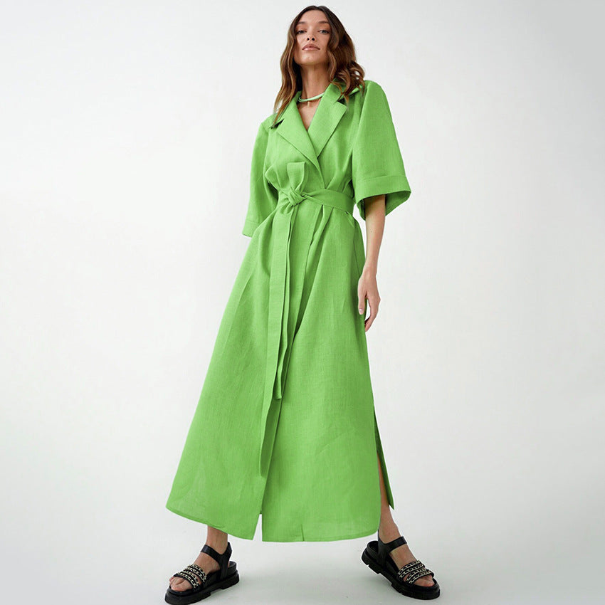 Robe Calista Col Tailleur & Fente Élégante
