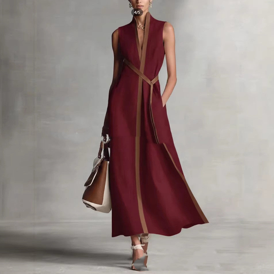 Robe Maxi Coton & Lin — Col Croisé Élégant | Piedex