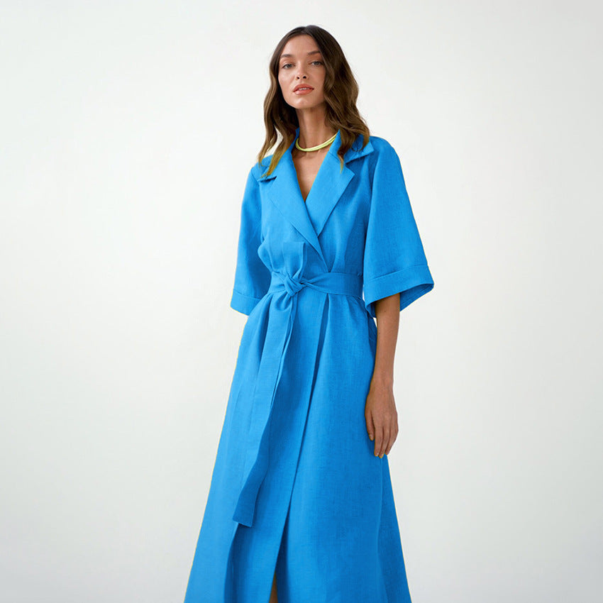 Robe Calista Col Tailleur & Fente Élégante