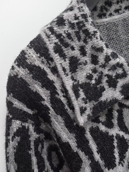 Cardigan en Maille à Imprimé Léopard