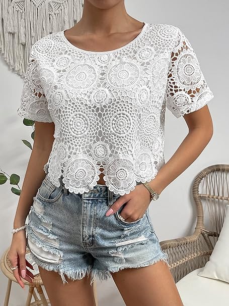 Blouse Victoire en Dentelle Ajourée