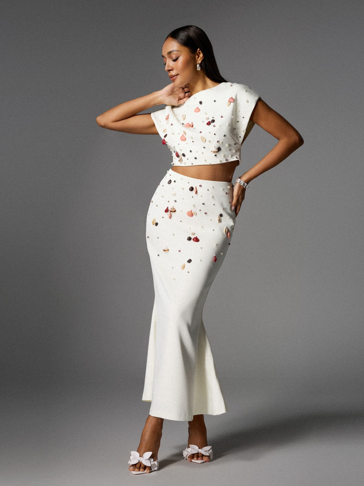 Ensemble Soraya  Perles, Strass & Silhouette Sculptée