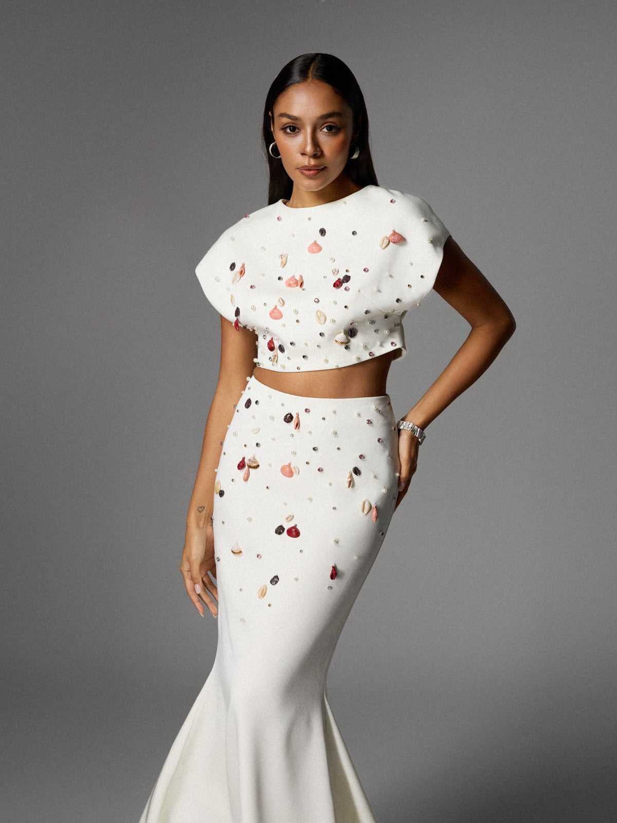 Ensemble Soraya  Perles, Strass & Silhouette Sculptée