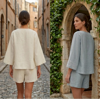 Ensemble Lyra — Blouse Boutonnée & Short en Lin
