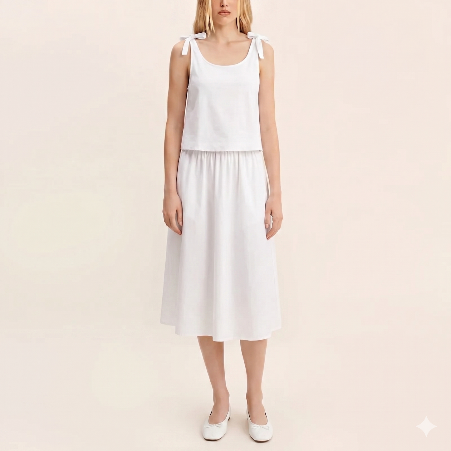 Ensemble Léonie — Top & Jupe Midi en Lin