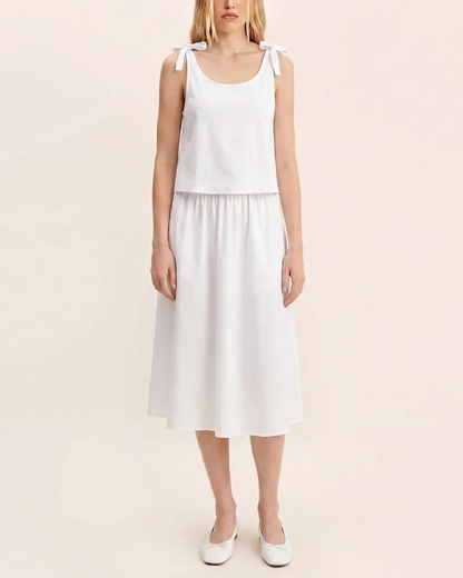 Ensemble Léonie — Top & Jupe Midi en Lin