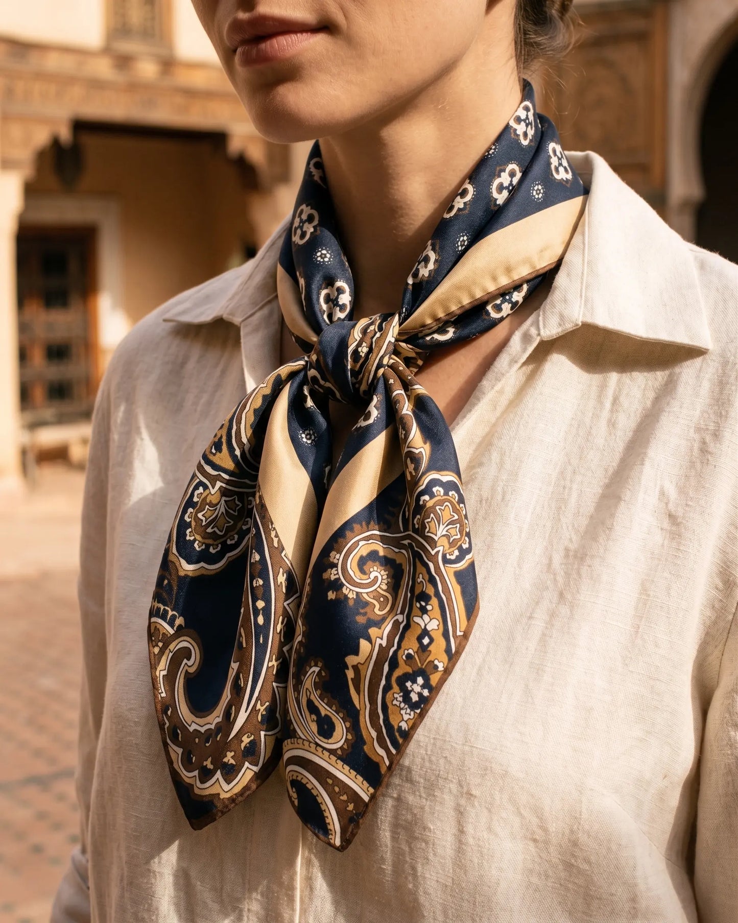 Foulard Zellige — Soie Véritable