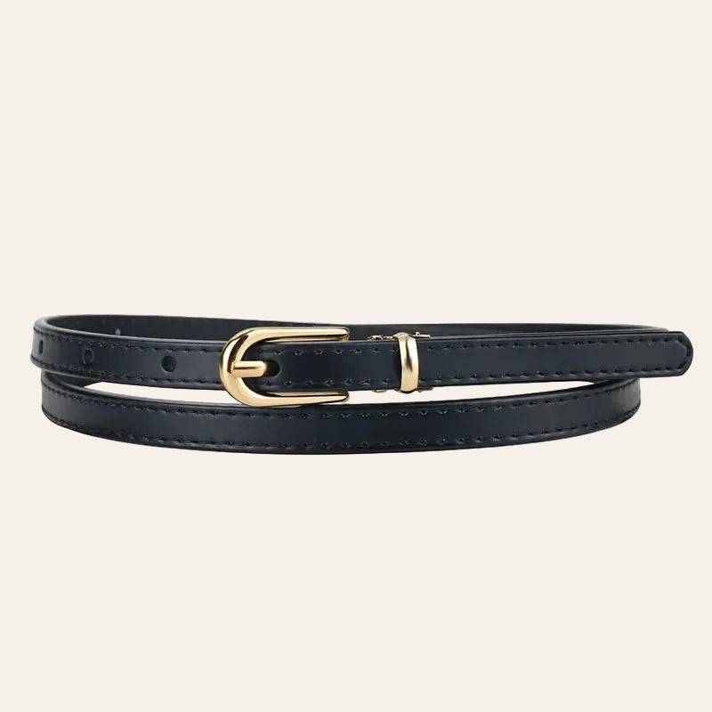 L'Élégance Signature — Ceinture Fine en Cuir & Boucle Doré