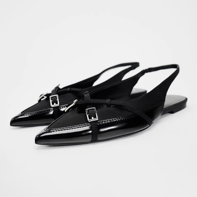 Mules Calie Vernis Noir Élégance Croisée