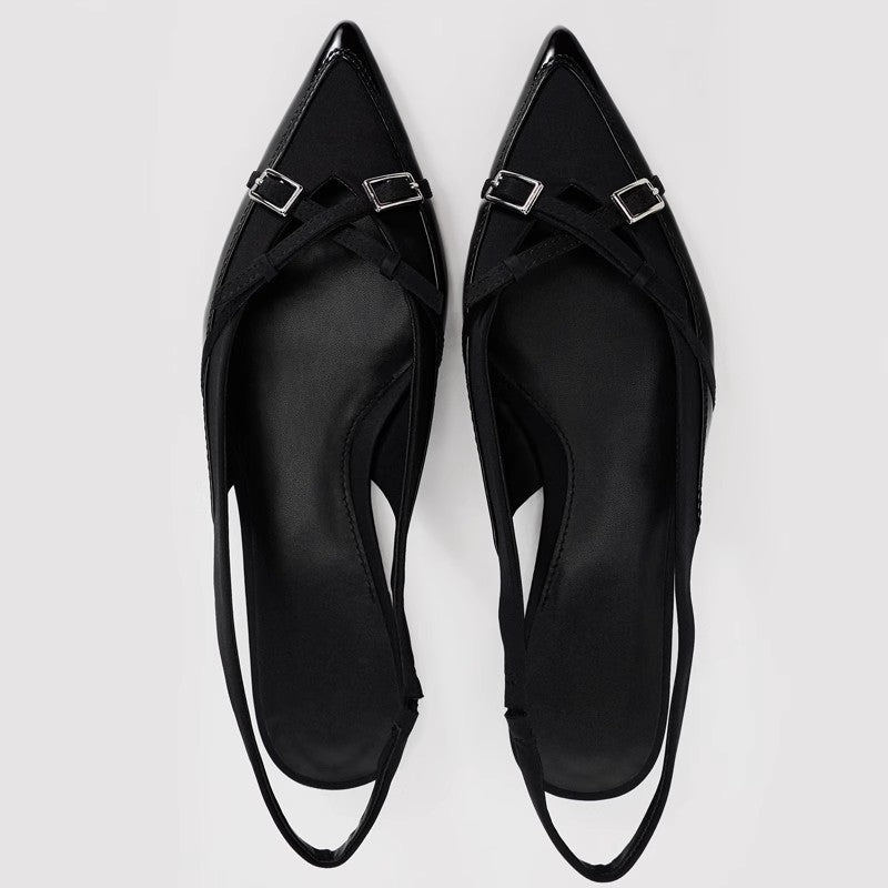 Mules Calie Vernis Noir Élégance Croisée