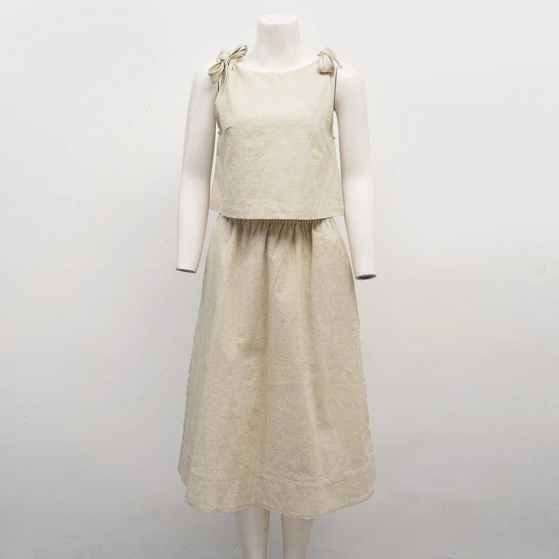 Ensemble Léonie — Top & Jupe Midi en Lin