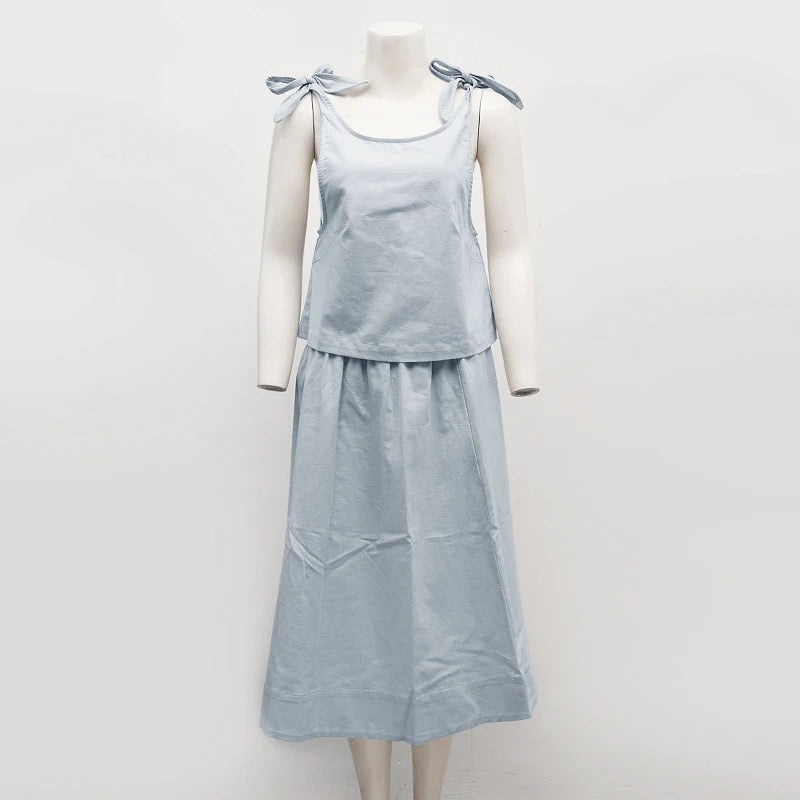Ensemble Léonie — Top & Jupe Midi en Lin