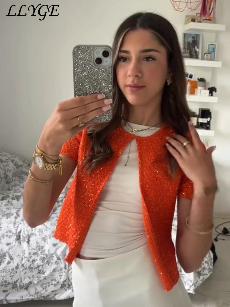 Gilet tricot paillettes