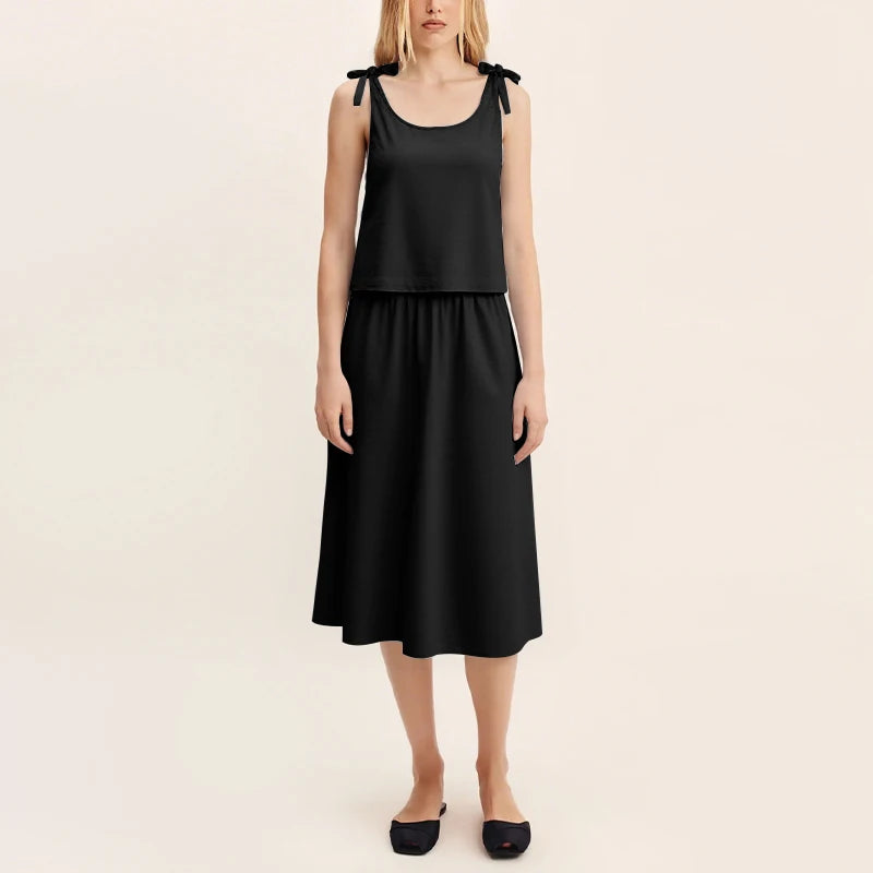 Ensemble Léonie — Top & Jupe Midi en Lin