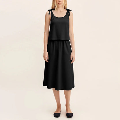 Ensemble Léonie — Top & Jupe Midi en Lin