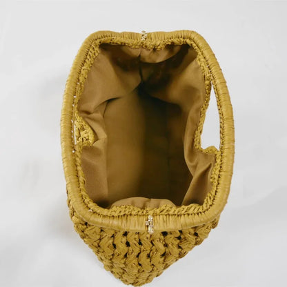 Sac Médina — Demi-Lune en Raphia Tressé