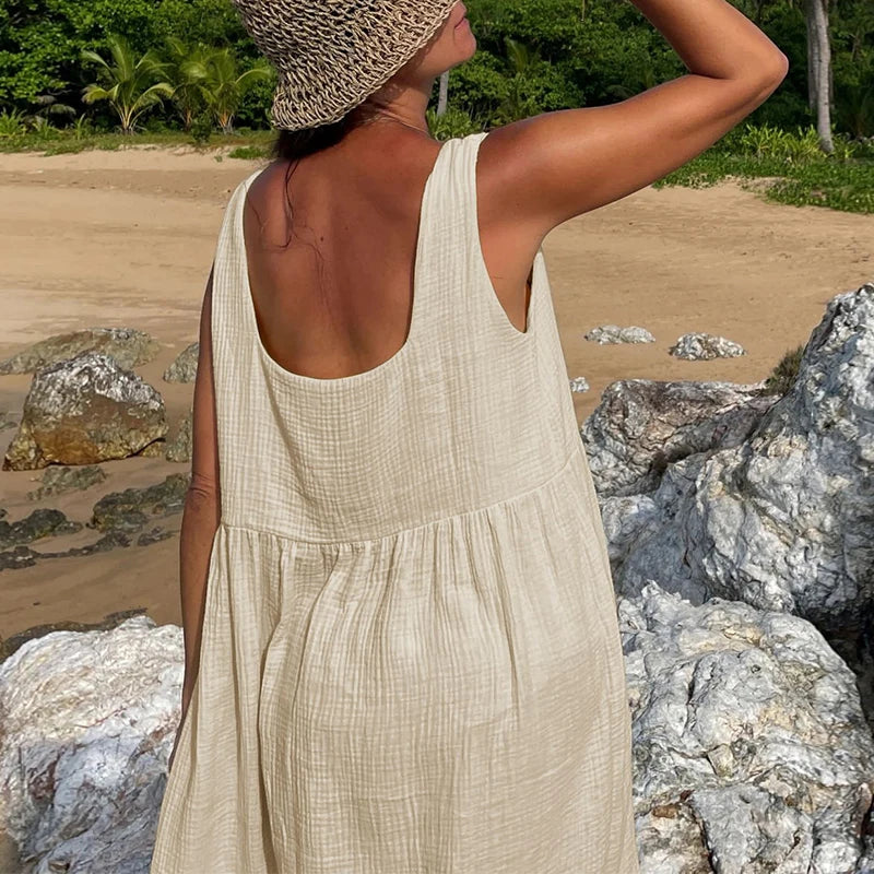 Robe Calanque — Midi Gaze de Coton & Fente Latérale