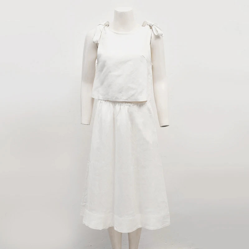 Ensemble Léonie — Top & Jupe Midi en Lin