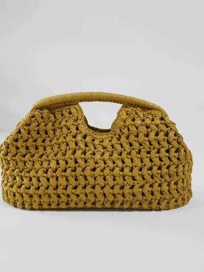 Sac Médina — Demi-Lune en Raphia Tressé