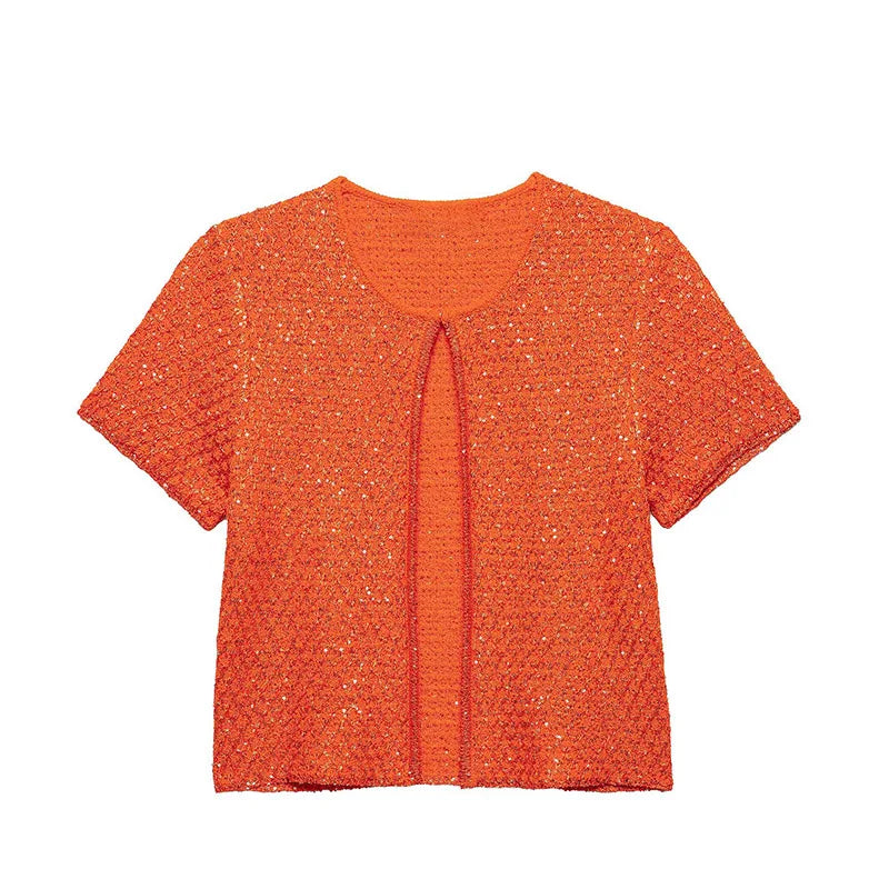 Gilet tricot paillettes