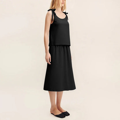 Ensemble Léonie — Top & Jupe Midi en Lin