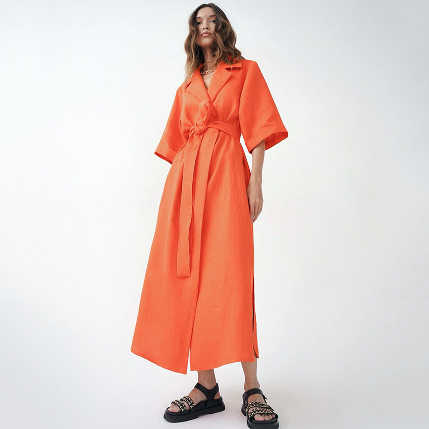 Robe Calista Col Tailleur & Fente Élégante
