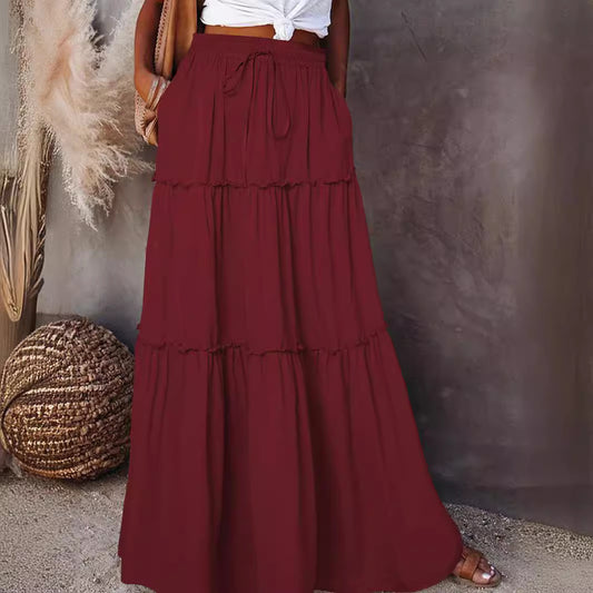 Jupe Lyséa Taille Haute Froncée et Détails Volantés