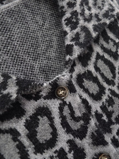 Cardigan en Maille à Imprimé Léopard