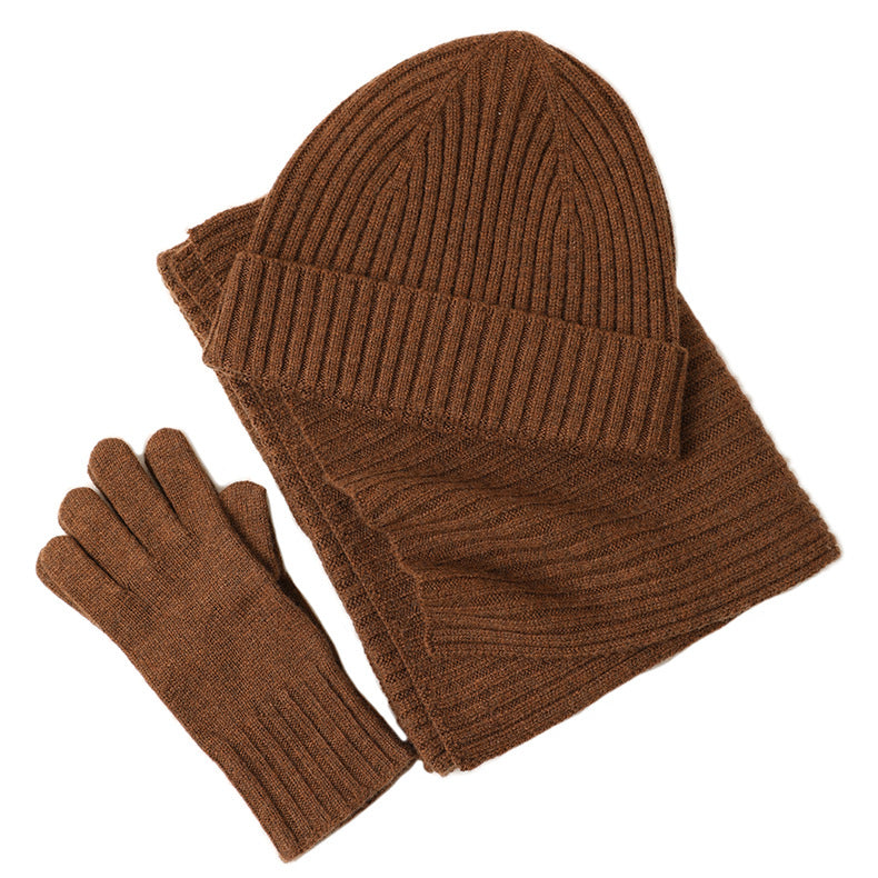 🧣🧤 Set d’Hiver 3-en-1 en Laine – Bonnet, Écharpe & Gants (Premium)